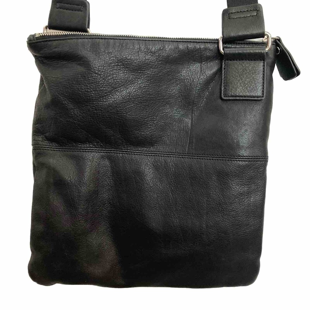 Margot New York Triple Zipper Messenger Purse Crossbody Bag Black Leather - Picture 4 of 13